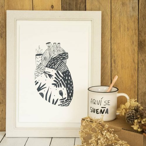Pack Florece - Taza Aquí se sueña y Lámina Corazón